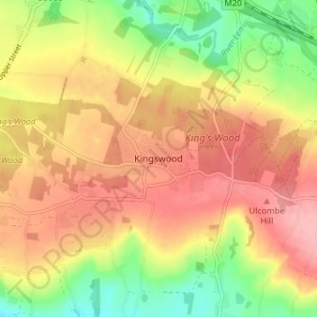 Mappa topografica Kingswood, altitudine, rilievo