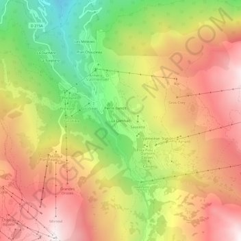 Mappa topografica La Combaz, altitudine, rilievo