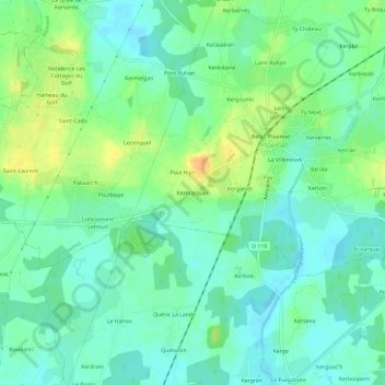 Mappa topografica Kermarquer, altitudine, rilievo