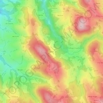 Mappa topografica Épalle, altitudine, rilievo