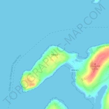 Mappa topografica Hoxa, altitudine, rilievo