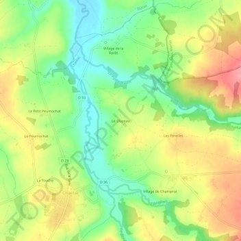Mappa topografica Le Cluzeau, altitudine, rilievo