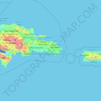Mappa topografica La Romana, altitudine, rilievo