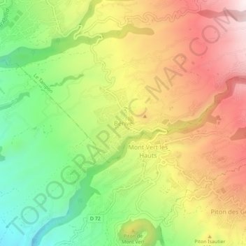 Mappa topografica Bérive, altitudine, rilievo