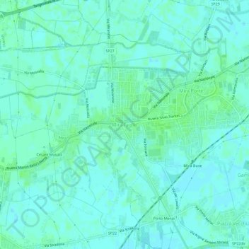 Mappa topografica Mira Taglio, altitudine, rilievo