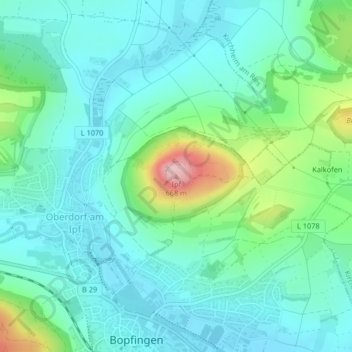 Mappa topografica Ipf, altitudine, rilievo