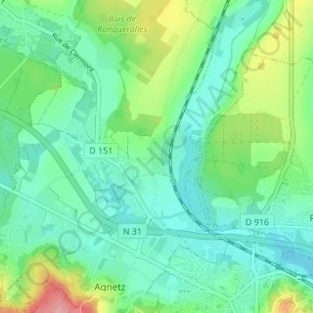 Mappa topografica Saint-Remy-l'Abbaye, altitudine, rilievo
