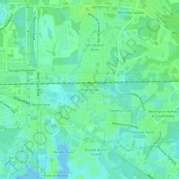 Mappa topografica River Chase, altitudine, rilievo