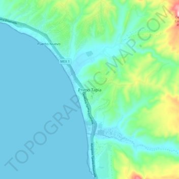 Mappa topografica Primo Tapia, altitudine, rilievo