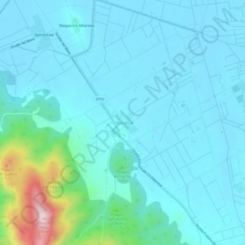 Mappa topografica Alberese, altitudine, rilievo