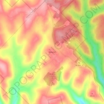 Mappa topografica Whig Hill, altitudine, rilievo