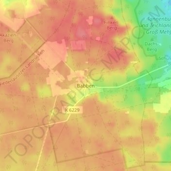 Mappa topografica Babben, altitudine, rilievo