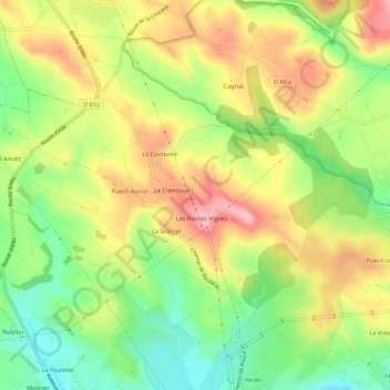 Mappa topografica Foncouverte, altitudine, rilievo