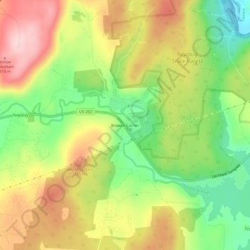 Mappa topografica Browns Corner, altitudine, rilievo