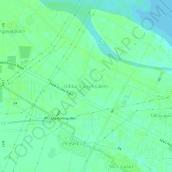 Mappa topografica Uddandrayanipalem, altitudine, rilievo
