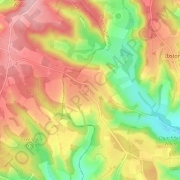 Mappa topografica Northend, altitudine, rilievo