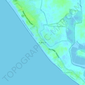 Mappa topografica El Arenal, altitudine, rilievo