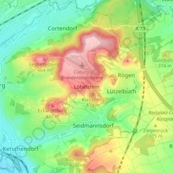 Mappa topografica Löbelstein, altitudine, rilievo