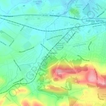 Mappa topografica Montello, altitudine, rilievo