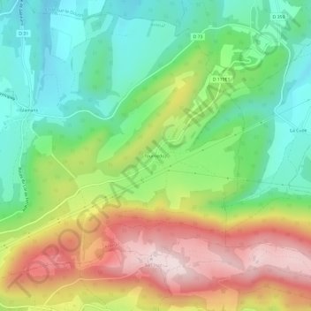 Mappa topografica Tournedoz, altitudine, rilievo