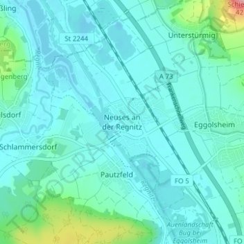 Mappa topografica Neuses an der Regnitz, altitudine, rilievo