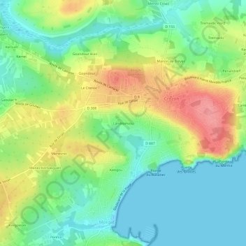 Mappa topografica Landromiou, altitudine, rilievo
