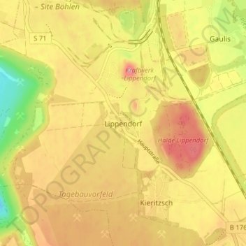 Mappa topografica Lippendorf, altitudine, rilievo