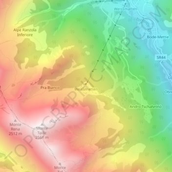 Mappa topografica Weissmatten, altitudine, rilievo