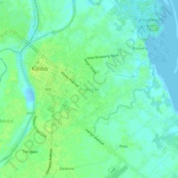 Mappa topografica Andagao, altitudine, rilievo