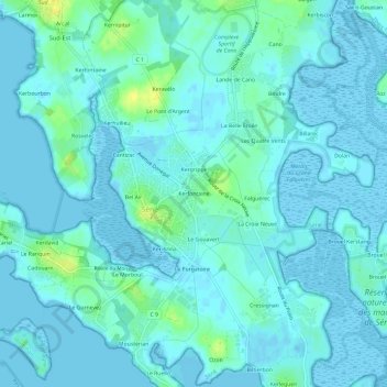 Mappa topografica Kerfontaine, altitudine, rilievo