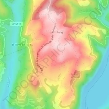Mappa topografica Planes de Polig, altitudine, rilievo