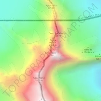 Mappa topografica Cerro Torre, altitudine, rilievo