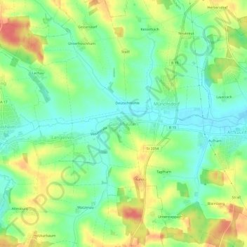 Mappa topografica Gundihausen, altitudine, rilievo