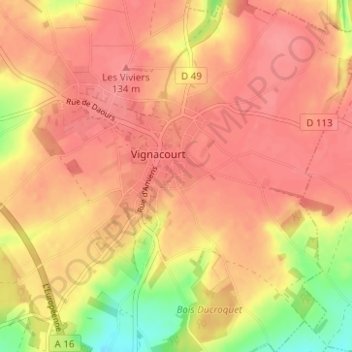 Mappa topografica Le Vert-Galant, altitudine, rilievo
