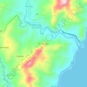 Mappa topografica Balabago, altitudine, rilievo