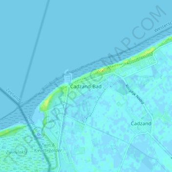 Mappa topografica Cadzand-Bad, altitudine, rilievo