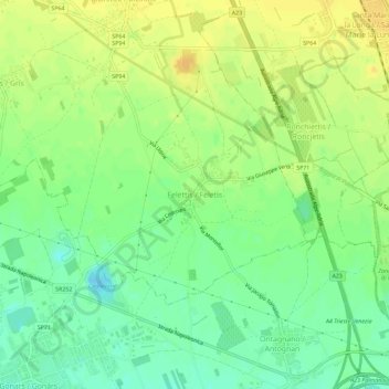 Mappa topografica Felettis, altitudine, rilievo