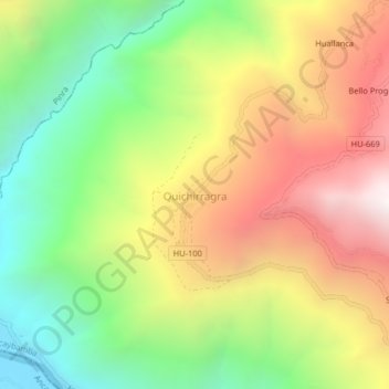 Mappa topografica Quichirragra, altitudine, rilievo