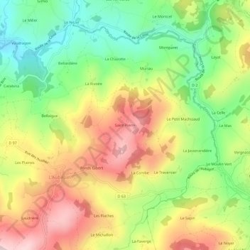 Mappa topografica Saint-Pierre, altitudine, rilievo