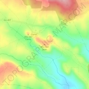 Mappa topografica Alto San Juan, altitudine, rilievo