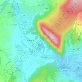 Mappa topografica La Petite Balme, altitudine, rilievo