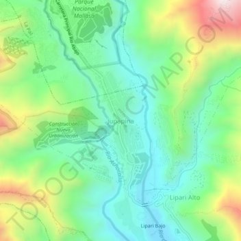 Mappa topografica Jupapina, altitudine, rilievo