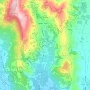 Mappa topografica Marcellise, altitudine, rilievo
