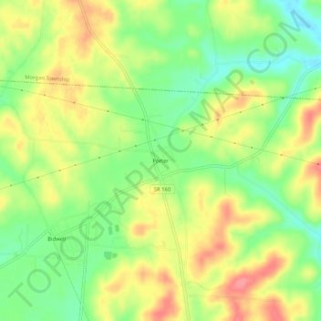 Mappa topografica Porter, altitudine, rilievo