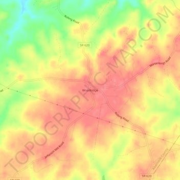 Mappa topografica Woodridge, altitudine, rilievo