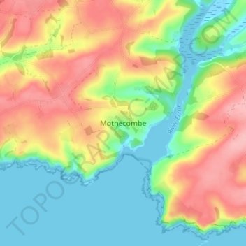 Mappa topografica Mothecombe, altitudine, rilievo