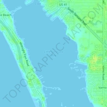 Mappa topografica Little Sarasota Bay, altitudine, rilievo