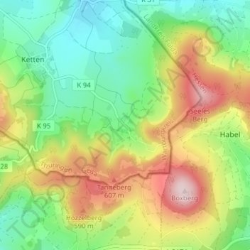 Mappa topografica Walkes, altitudine, rilievo