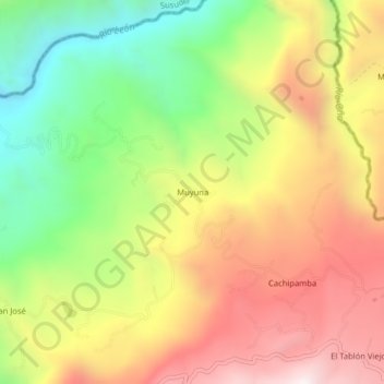 Mappa topografica Muyuna, altitudine, rilievo