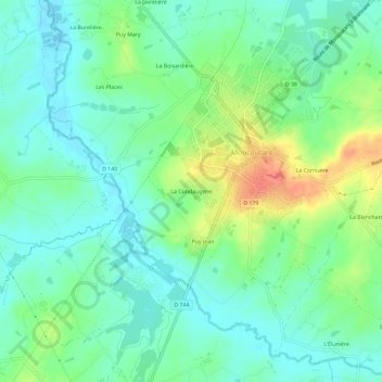 Mappa topografica La Condaugerie, altitudine, rilievo
